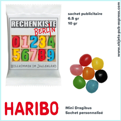 MINI DRAGIBUS SACHET PERSONNALISE 10 GR HARIBO PROMO Prestige - VIP - Book idée cadeau Objets Pub Express®