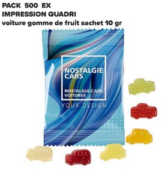 PACK PROMO 500 EX BONBON VOITURE GOMME DE FRUIT Bonbon Publicitaire Objets Pub Express®