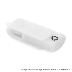 TWIST PURE WHITE  USB  ECOLOGIQUE  EN PLASTIQUE 100% RECYCLE Clés Usb publicitaires Objets Pub Express®