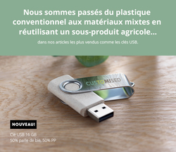 CLE USB ECOLOGIQUE COQUE PAILLE DE BLE ET PP  -STOCK EXPRESS 16GB Prestige - VIP - Book idée cadeau Objets Pub Express®