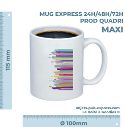MUG EXPRESS 24H 48H 72H  LOGO QUADRI  TAILLE MAXI Objets Publicitaires Express Goodies  Objets Pub Express®