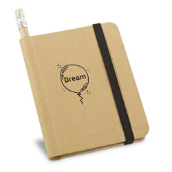 PACK PROMO PETIT CARNET KRAFT A7 AVEC CRAYON ►50 EX Promo Objets Pub Express®