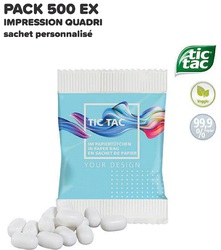 PACK PROMO 500 EX BONBONS TIC TAC EN SACHET PERSONNALISÉ QUADRI Bonbon Publicitaire Objets Pub Express®