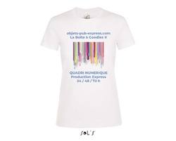 TEE-SHIRT PUBLICITAIRE EXPRESS 24H 48H 72H QUADRI 150GR FEMME Objets Publicitaires Objets Pub Express®